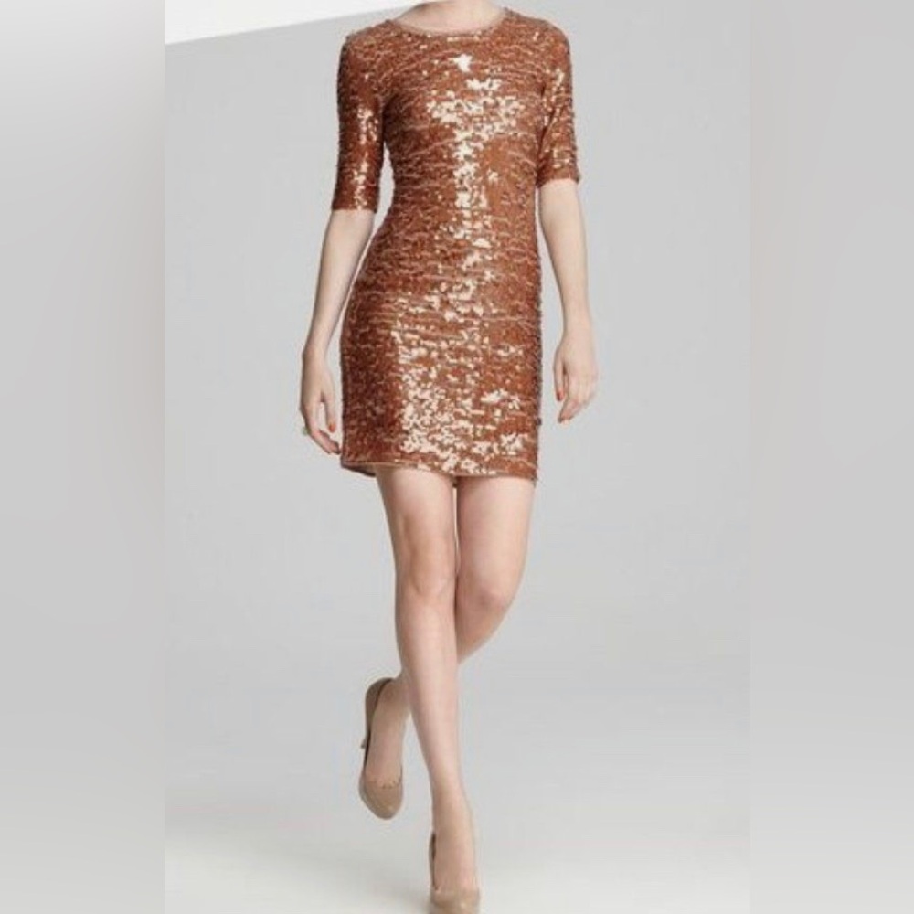 BCBGMaxAzria Shimmering Copper Mini Dress NWOT